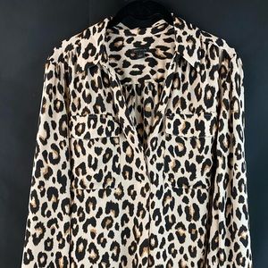 Ann Taylor camp shirt, animal print
